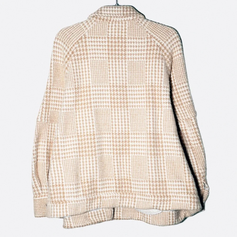 Greylin Cozy Houndstooth Shacket Jacket Tan Cream Plaid Oversized Plus 2X‎ XXL - Picture 3 of 9